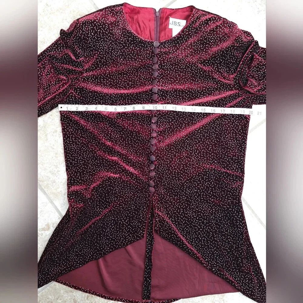 JBS LTD Womens 12 Vintage Maroon Velvet Beaded Archival Evening Jacket Holiday - Picture 5 of 6